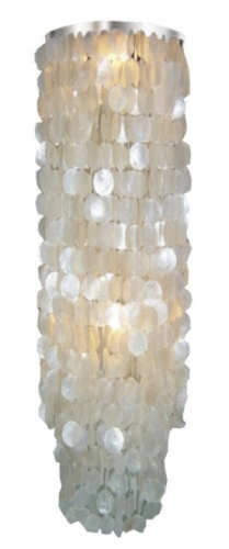 Ceiling Lamp/Ceiling Lamp, Shell Lamp with hundreds of capiz, mother of pearl plates - Model Samoa long chrome - 100x40x40 cm 