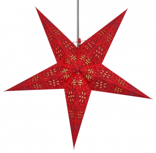 Foldable advent illuminated paper star, poinsettia 60 cm - Anubis red