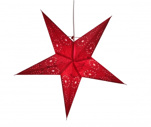 Foldable advent illuminated paper star, poinsettia 60 cm - Silijan red