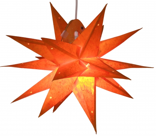 Foldable advent illuminated paper star, 3D Christmas star - multipointer small orange - 45x45x45 cm Ø45 cm