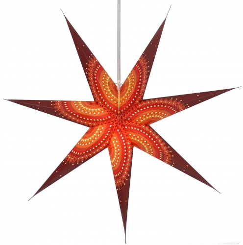 Foldable advent illuminated paper star, poinsettia 80 cm - Helike bordaux/mixed