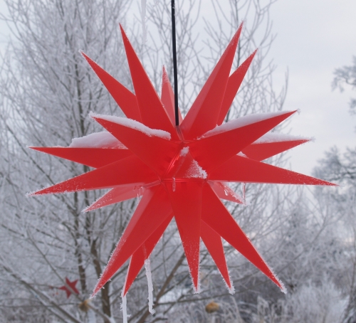 LED Melchior Outdoor II Red, 3D outdoor star Ø 60 cm, with 20 tips, incl. 4 m outdoor cable
