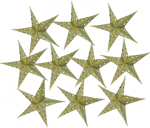 10 pcs star light chain, paper minster 20 cm set, foldable - green