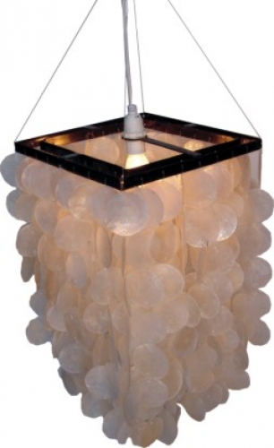 Ceiling lamp/ceiling light, shell lamp made of hundreds of Capiz, mother of pearl plates - Sabah model - 40x30x30 cm 