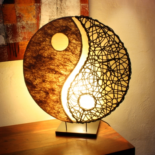 Table lamp/table lamp Ying Yang , handmade in Bali from natural material, sisal, rattan - 50x45x18 cm 