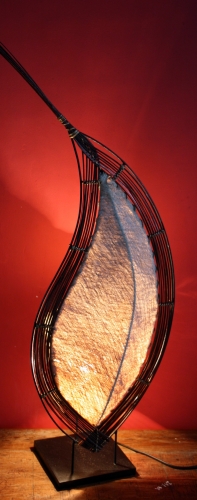 Table lamp/table lamp, handmade in Bali from natural material, coconut fiber - model Orphelia - 60x20x18 cm 