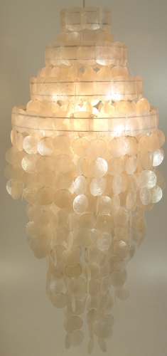 Ceiling lamp/ceiling light, shell lamp made of hundreds of Capiz, mother of pearl plates - model Sakawa 90 cm