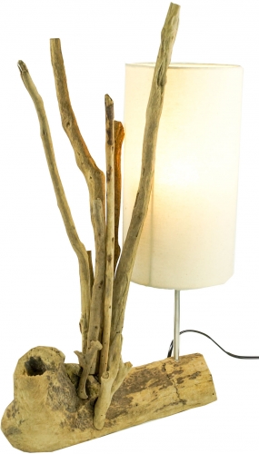 Table lamp/table lamp, handmade in Bali, driftwood, cotton - model Madura - 60x40x17 cm 