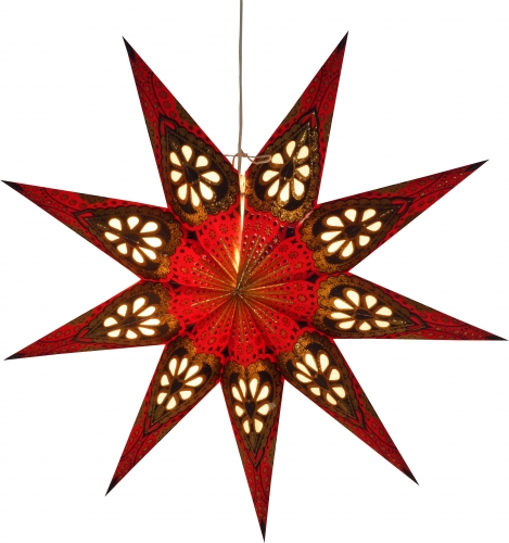 Foldable advent illuminated paper star, poinsettia 60 cm - Feanor