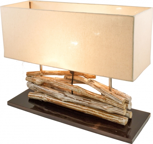Table lamp/table lamp, handmade in Bali unique piece of natural material ,driftwood, cotton - model Matadi - 42x50x18 cm 