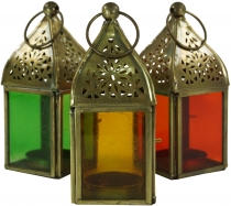 Glass lantern, lantern, brass tealight holder in 6 colours
