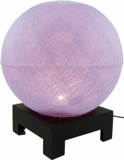 Ball table lamp with MDF stand made of cotton threads - purple