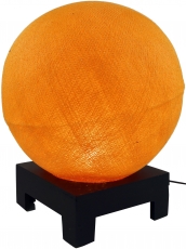 Ball table lamp with MDF stand made of cotton threads - orange