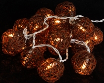Rattan Ball LED Ball Lamp Lampion light chain - brown