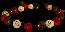 Rattan Ball LED Ball Lamp Lampion light chain - red/brown/white