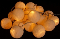 Fabric ball light chain, LED ball lantern light chain - vanilla