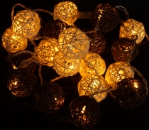 Rattan Ball LED Ball Lamp Lampion light chain - brown/white