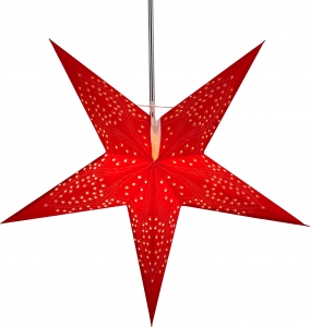 Foldable advent illuminated paper star, poinsettia 60 cm - Marinus red