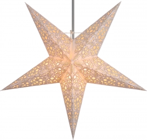 Foldable advent illuminated paper star, poinsettia 60 cm - Tasco white