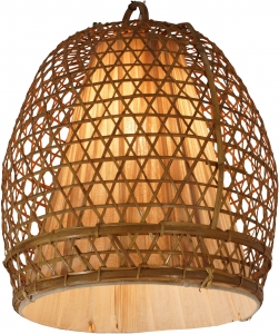 Ceiling lamp/ceiling light, handmade in Bali from natural material, rattan, bamboo, cotton - model Hernando - 45x35x35 cm 