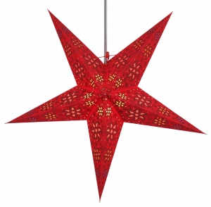 Foldable advent illuminated paper star, poinsettia 60 cm - Anubis red