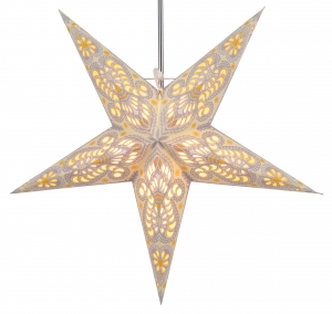 Foldable advent illuminated paper star, poinsettia 60 cm - Menor cream