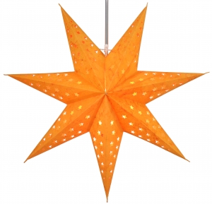 Foldable advent illuminated paper star, poinsettia 60 cm - Austrinus orange