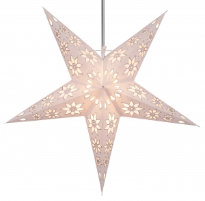 Foldable advent illuminated paper star, poinsettia 60 cm - Adonis white