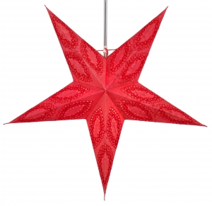 Foldable advent illuminated paper star, poinsettia 60 cm - Munos red
