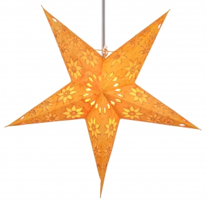 Foldable advent illuminated paper star, poinsettia 60 cm - Adonis yellow