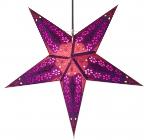 Foldable advent illuminated paper star, poinsettia 60 cm - Minas purple