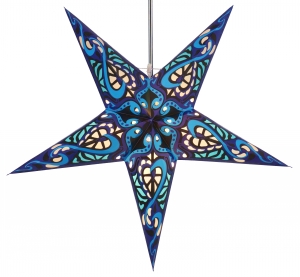 Foldable advent illuminated paper star, poinsettia 60 cm - Galadriel blue
