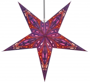 Foldable advent illuminated paper star, poinsettia 60 cm - Marwin purple