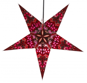 Foldable advent illuminated paper star, poinsettia 60 cm - Nestor red/purple