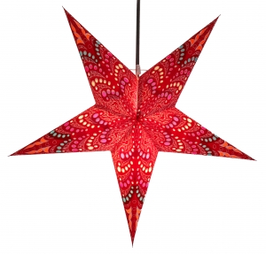 Foldable advent illuminated paper star, poinsettia 60 cm - Sibelius red