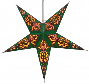 Foldable advent illuminated paper star, poinsettia 60 cm - Medusa green/purple