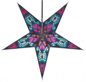 Foldable advent illuminated paper star, poinsettia 60 cm - Menor blue/purple