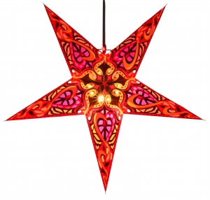 Foldable advent illuminated paper star, poinsettia 60 cm - Galadriel red