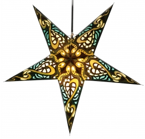 Foldable advent illuminated paper star, poinsettia 60 cm - Galadriel green