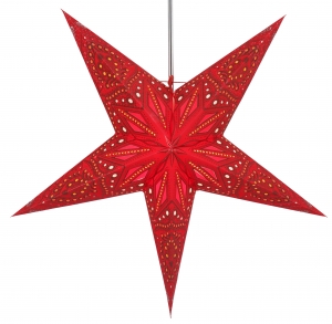 Foldable advent illuminated paper star, poinsettia 60 cm - Dadari red
