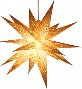 Foldable advent illuminated paper star, 3D Christmas star - Multipointer Menoris nature - 60x60x60 cm Ø60 cm