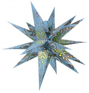 Foldable advent illuminated paper star, 3D Christmas star - Multipointer Menoris light blue - 60x60x60 cm Ø60 cm