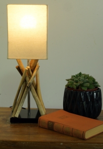 Table lamp/table lamp Pamplona,driftwood, cotton, handmade in Bali from natural material - model Pamplona - 42x15x15 cm 