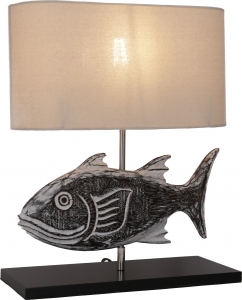 Table lamp/table lamp, handmade in Bali from natural material - model Fish - 43x35x15 cm 