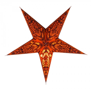 Foldable advent illuminated paper star, poinsettia 40 cm - Menor small orange