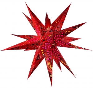 Foldable advent illuminated paper star, 3D Christmas star - Multipointer Menoris red - 60x60x60 cm Ø60 cm