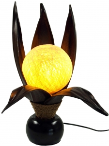 Palm leaf lotus table lamp/table lamp, handmade in Bali from natural material, palm wood - model Palmera 8 - 47x26x26 cm 