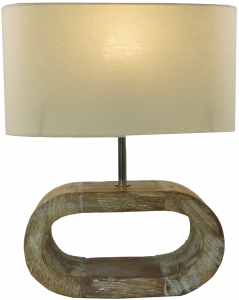 Table lamp/table lamp, Shabby Chic look, handmade in Bali from natural material - model Umbra - 42x35x15 cm 