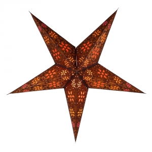 Foldable advent illuminated paper star, poinsettia 60 cm - Anubis brown