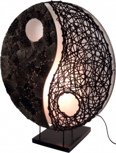 Table lamp/table lamp, handmade in Bali from natural material, lava stone - model Yin Yang stone - 50x45x18 cm 